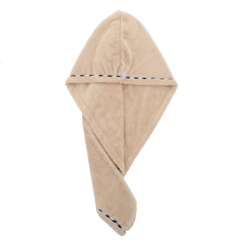 butikk hurtigtørkende hårhåndkleinnpakninger til kvinner langt hår tykt hiar turbanhåndkle mikrofiberhårinnpakning badehåndklehette med hemmet håndkle: beige