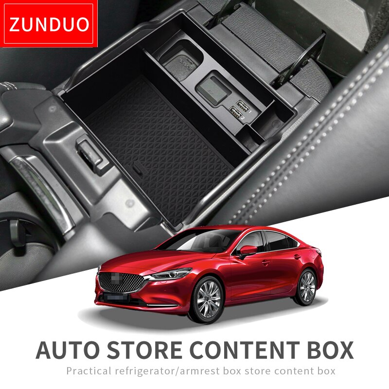ZUNDUO Car armrest box storage for Mazda 6 Atenza Accessories Organizer Center Console Tray box black