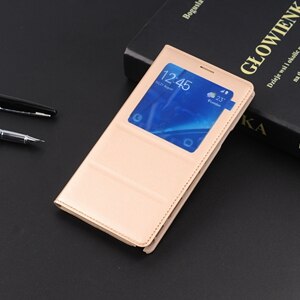 Flip Cover Leather Case Phone Case Cover Smart View With Original Chip For Samsung Galaxy Note 4 Note4 N910 N910F N910H: without chip / Gold