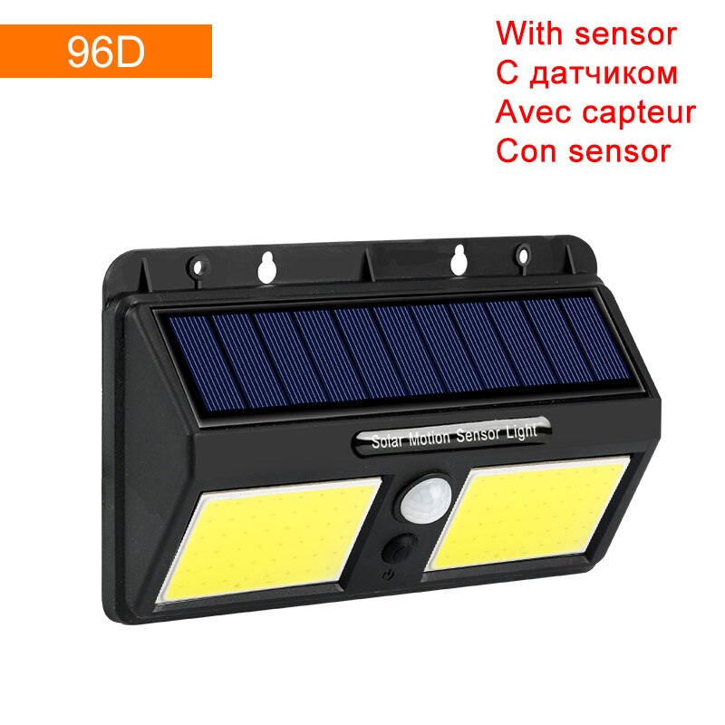 Waterproof PIR Motion Sensor Solar Light 20 30 48 60 96 LED Rechargeable Security Solar Lamp Outdoor Emergency Wall Light: 96D