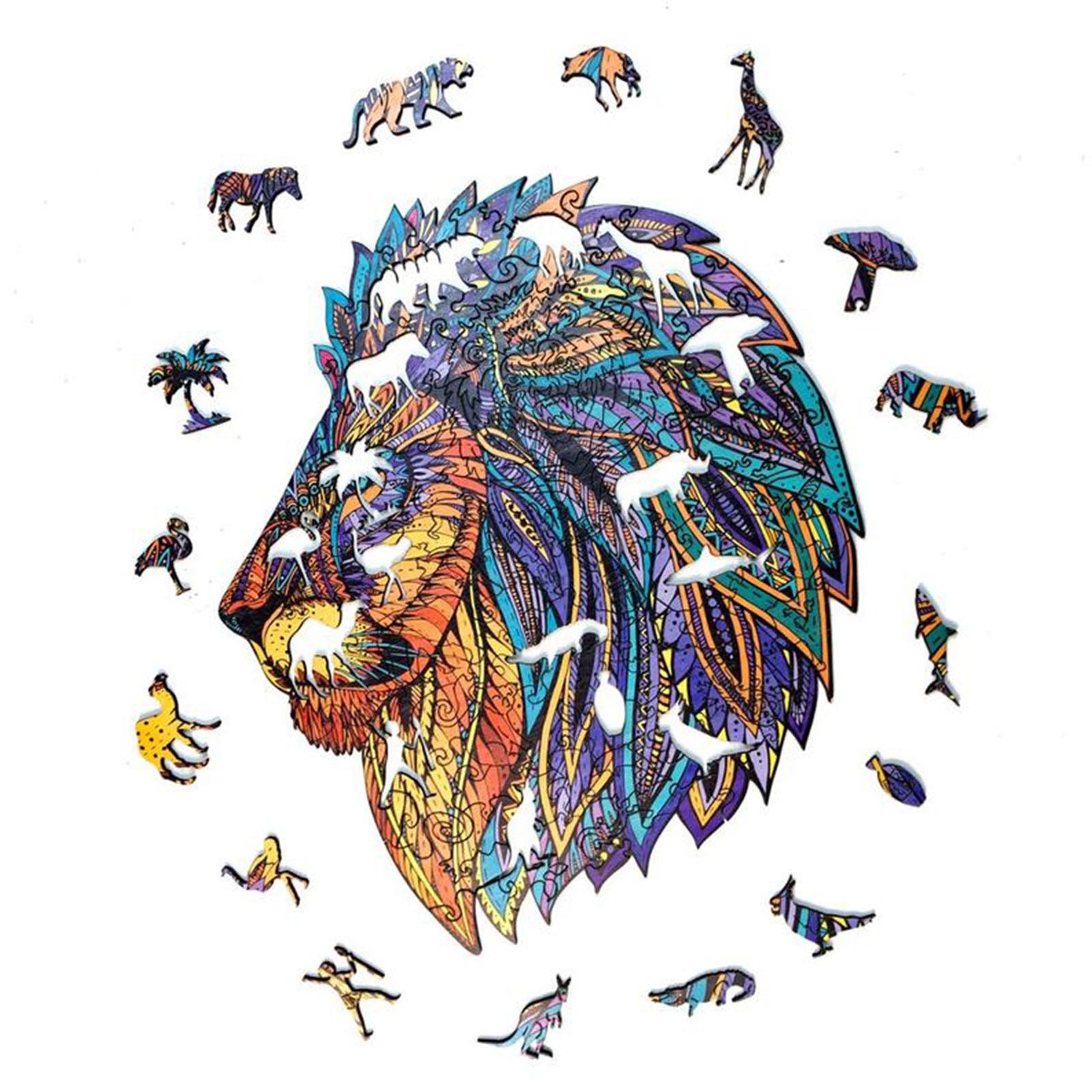 Einzigartige Holz Tier Puzzles, Mysterious Lions, kinder Puzzle Spiele, Exquisite , Interaktive Spiele, puzzle Spielzeug