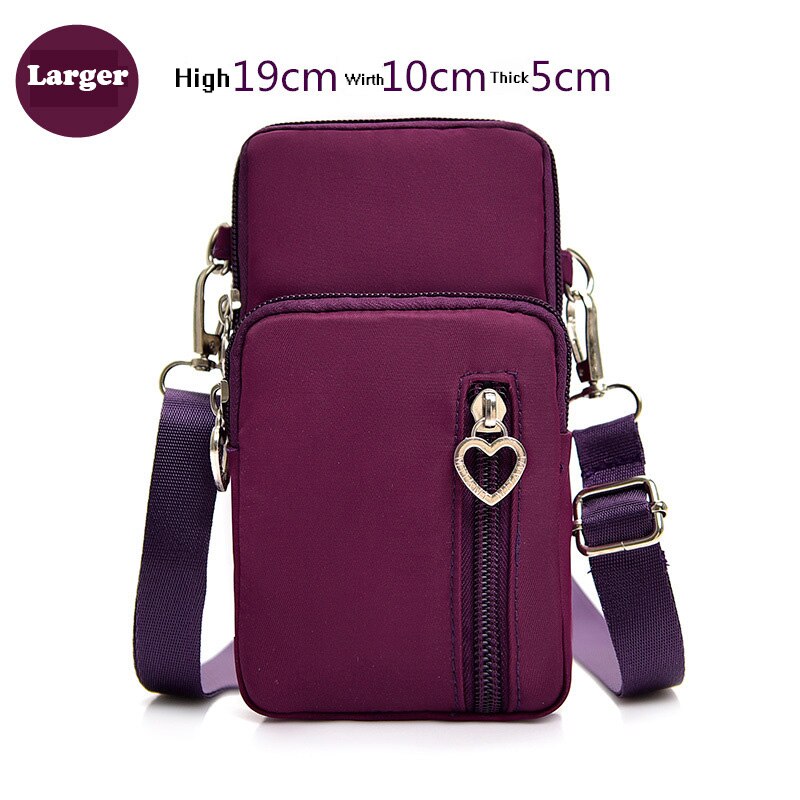 Hand Phone Pouch for iPhone X XR XS 7 8 6 6s Plus Casual Wrist Bag for iPhone 11 Pro Max Ladies Shoulder Small Bags Case: Larger Purple