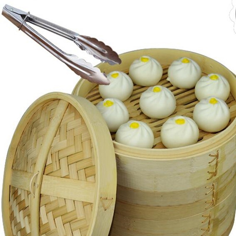 2 Tier Chinese Bamboe Steamer Keuken Kookgerei Vis Rijst Dim Sum Mand Pasta Knoedel Fornuis Set Met Deksel Koken Tool