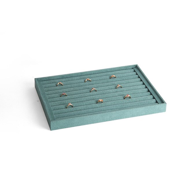 Jewelry Organizer Tray - Velvet Display Holder for Rings, Earrings, Necklaces, Bracelets - 35x24x3cm: Ring Tray