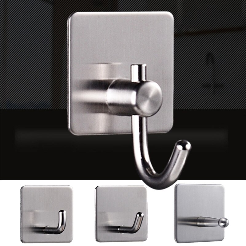 Geen schroef nodig moderne 304 roestvrijstalen zelfklevende badkamer vierkante handdoekhaak jas hoed deurhaak hanger badkameraccessoires