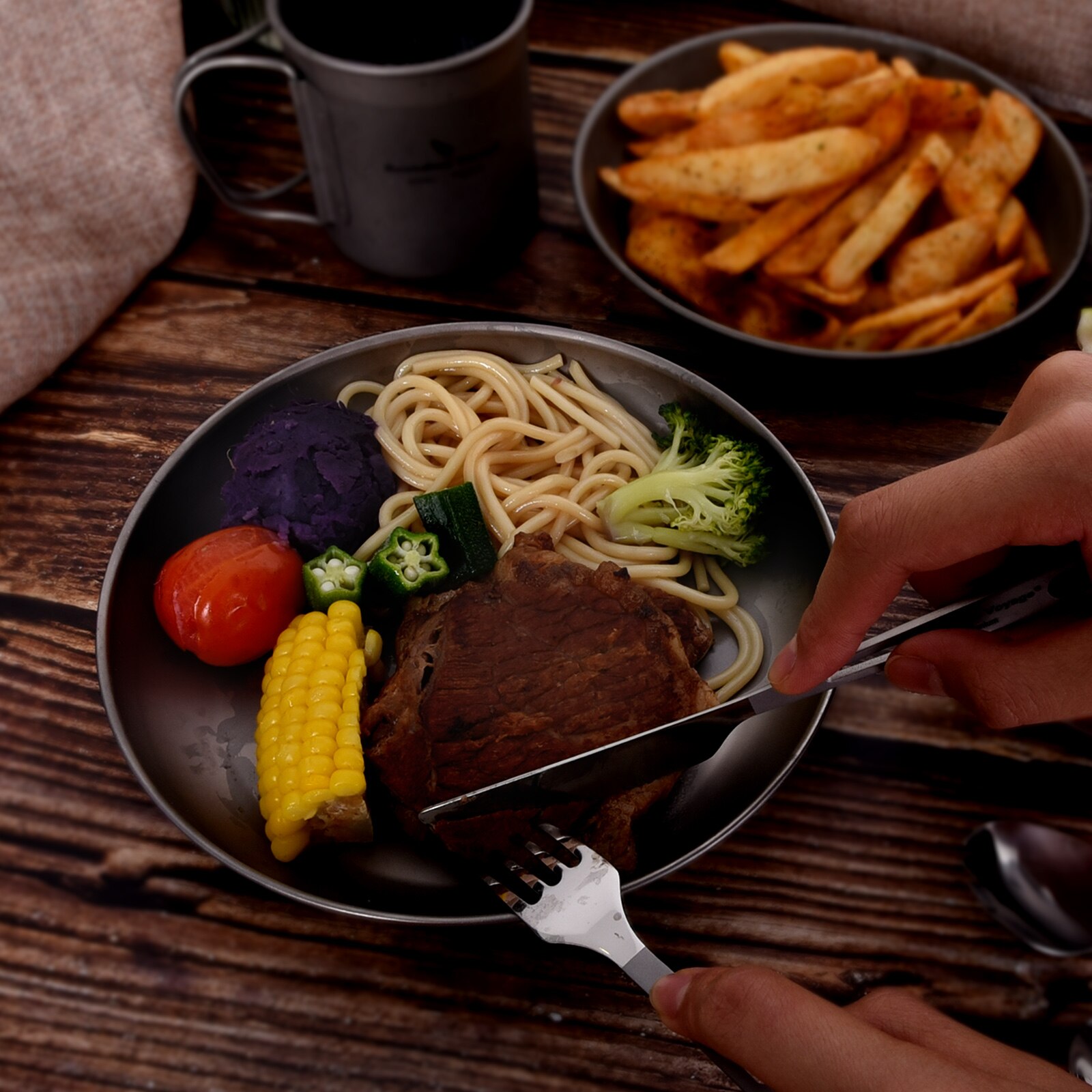 Assiette en titane Voyage sans limite, vaisselle de Camping en plein air, soucoupe, service de table, poêle Durable ultralégère pour aliments Sauce aux fruits
