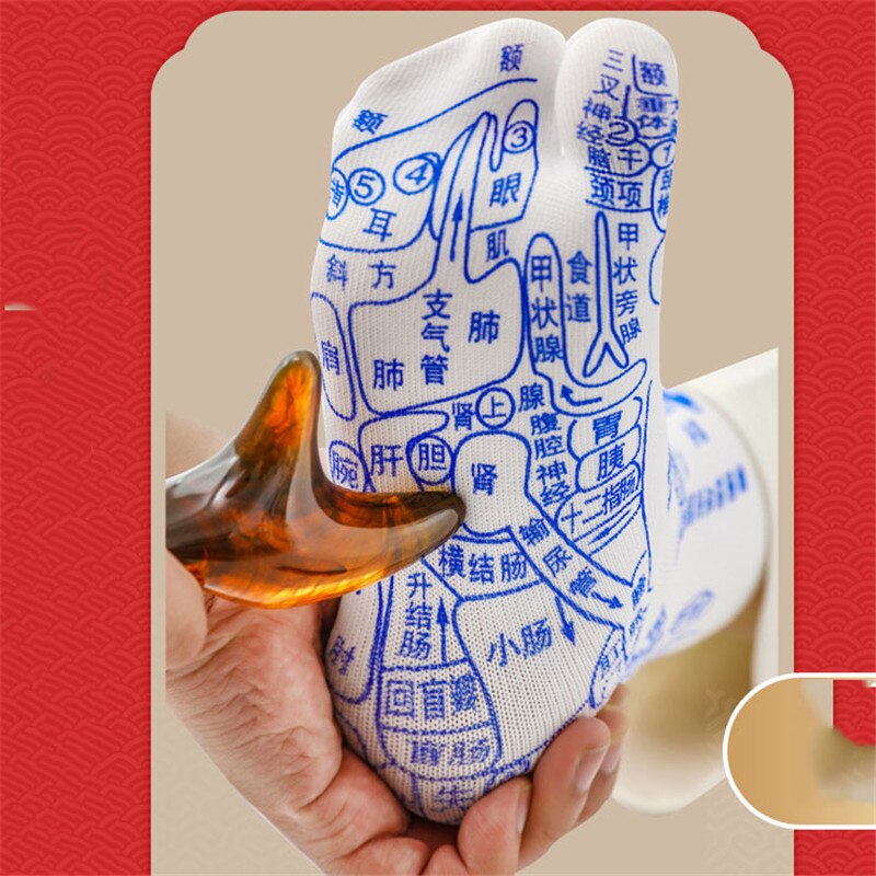 Chaussettes d'acupuncture pour les pieds, accessoire de Massage pour les médecins chinois, pour thérapie graphique, unisexe, outils de soins des pieds
