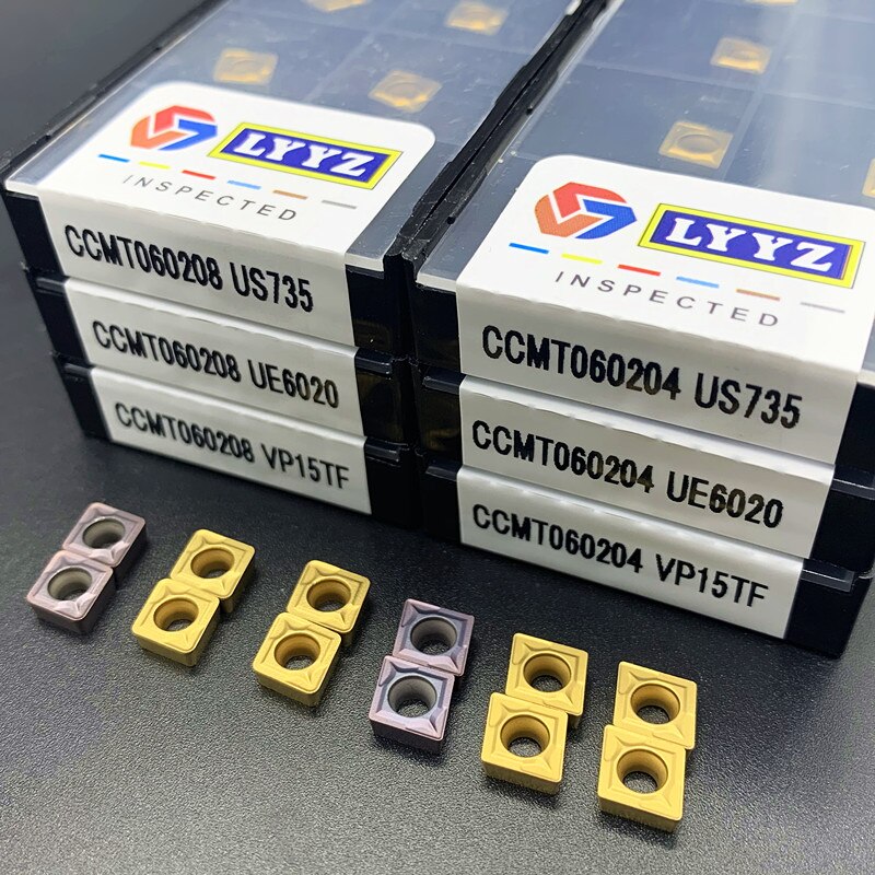 10 piezas CCMT 060204 CCMT 060208 VP15TF UE6020 US735 herramienta de fresado redondo interior CCMT 060204 Herramienta de fresado de herramienta de torno de hoja CNC