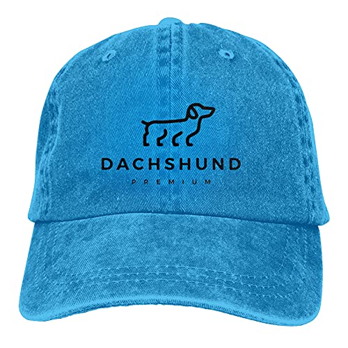 Dackel-hundemütze für damen und herren, verstellbar, trucker-Deckel aus gewaschenem Denim, für draussen-aktivitäzehn, schwarz