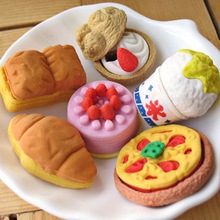 2Pcs/Lot Random Eraser Rubber Stationery Cake / Friut / Animal / Vegetables Shaped Cute School Supplies For Kids