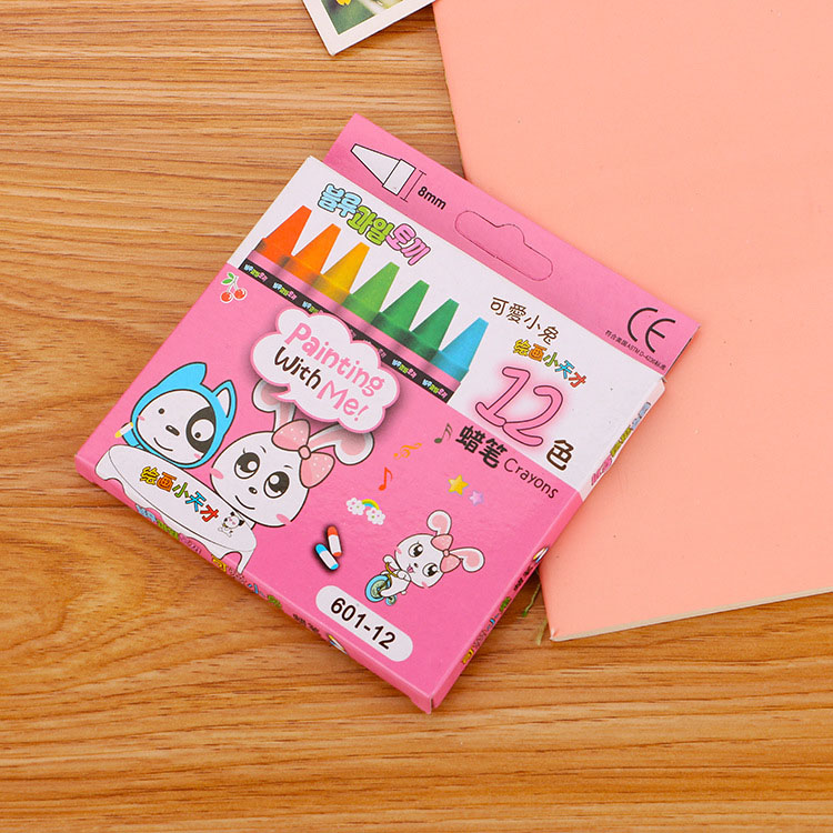 Juego de crayones de colores Kawai 8/12/24 para niños, grafiti, dibujo de bocetos, papelería coreana, suministros escolares de oficina: 12 color pink pack