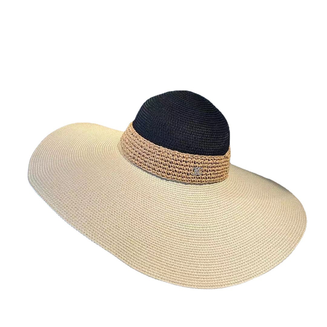 Sombrero de playa de ala grande, sombrero de paja de verano, visera de Sol de moda, protección solar, sombreros frescos