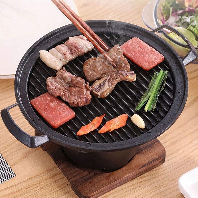 Mini Grill Barbecue maison sans fumée pour une personne, four d&#39;extérieur, plaque de rôtissage, outils pour la viande, alcool japonais