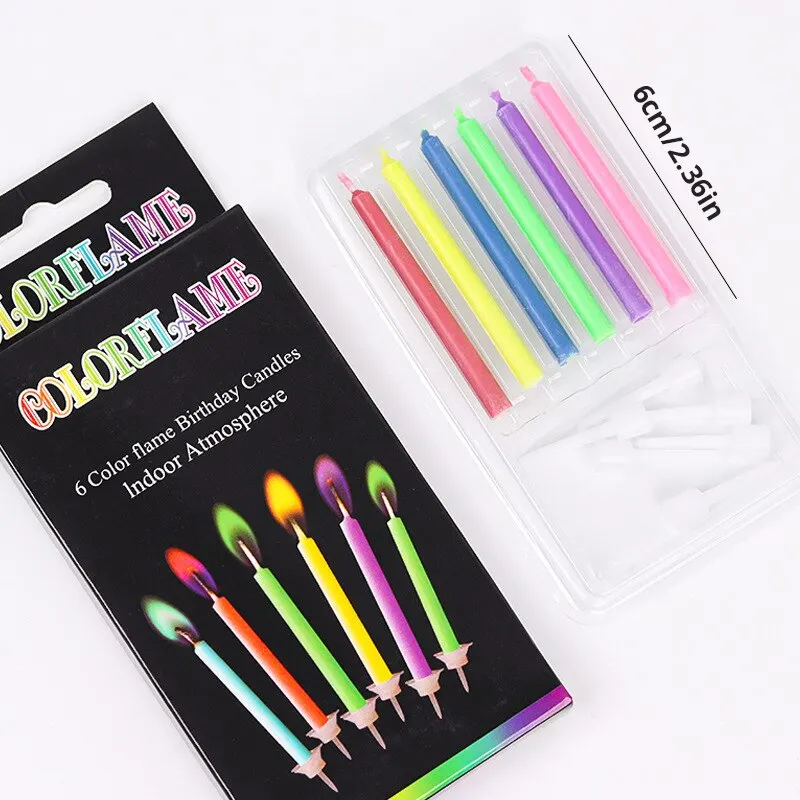 Velas coloridas para decoração, velas coloridas, chamas seguras, suprimentos para festas de aniversário, casamento e sobremesa, velas de bolo, 6 PCs, 12PCs