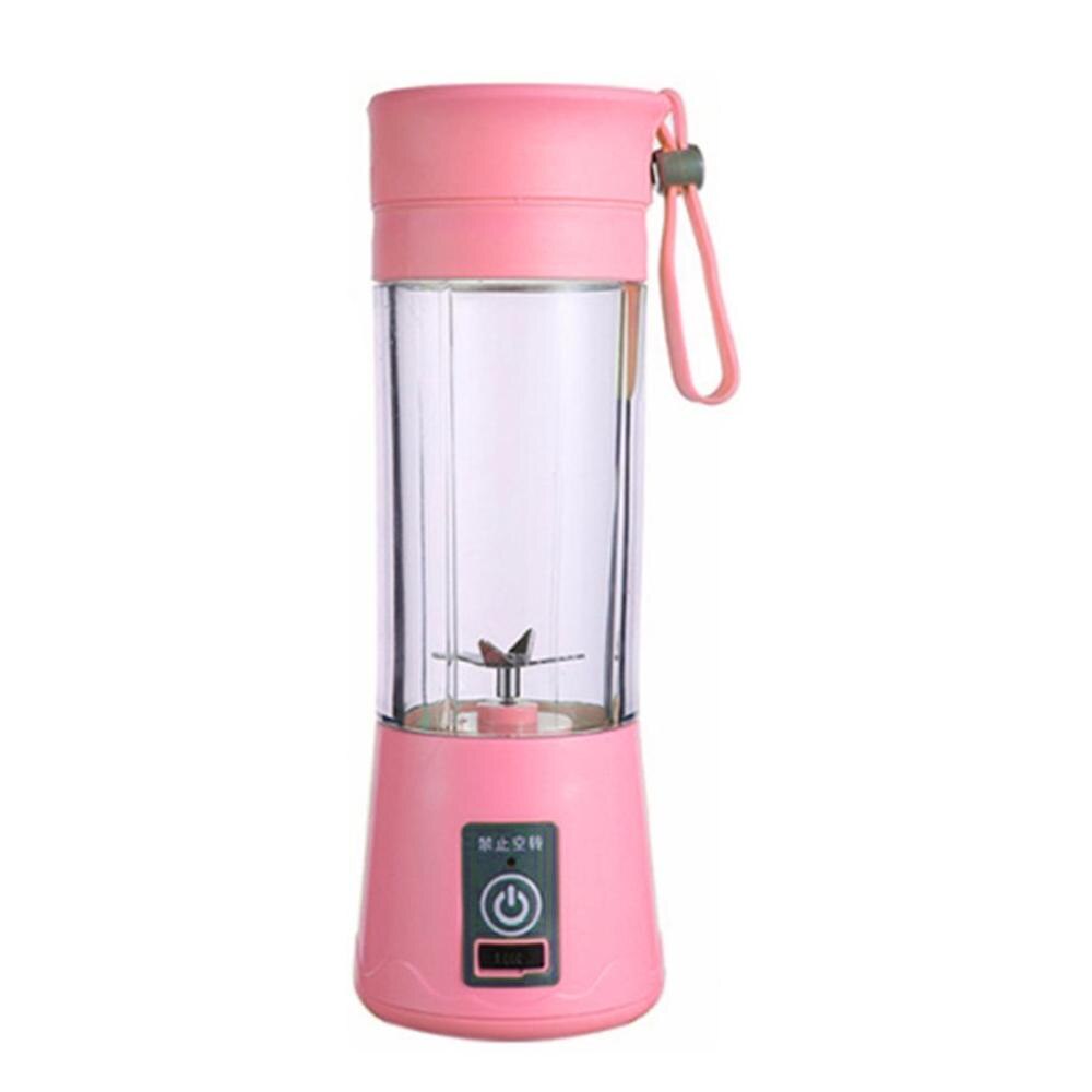 Portable Blender Usb Mixer Electric Juicer Machine Smoothie Blender Mini Food Processor Personal Blender Cup Juice Blenders: Pink 4 blades