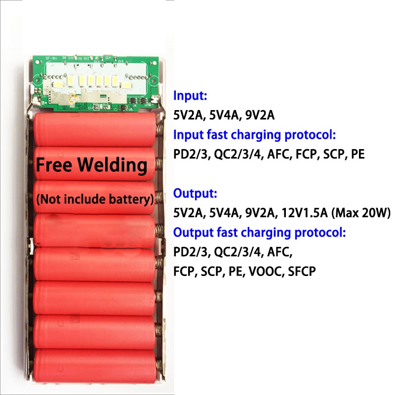 Free Welding QC 3.0 FCP Fast Charge Mobile Power Bank DIY kits IP5328 Table Lamp GF-8V PE Quick Charger 5V 9V 12V 2A Powerbank