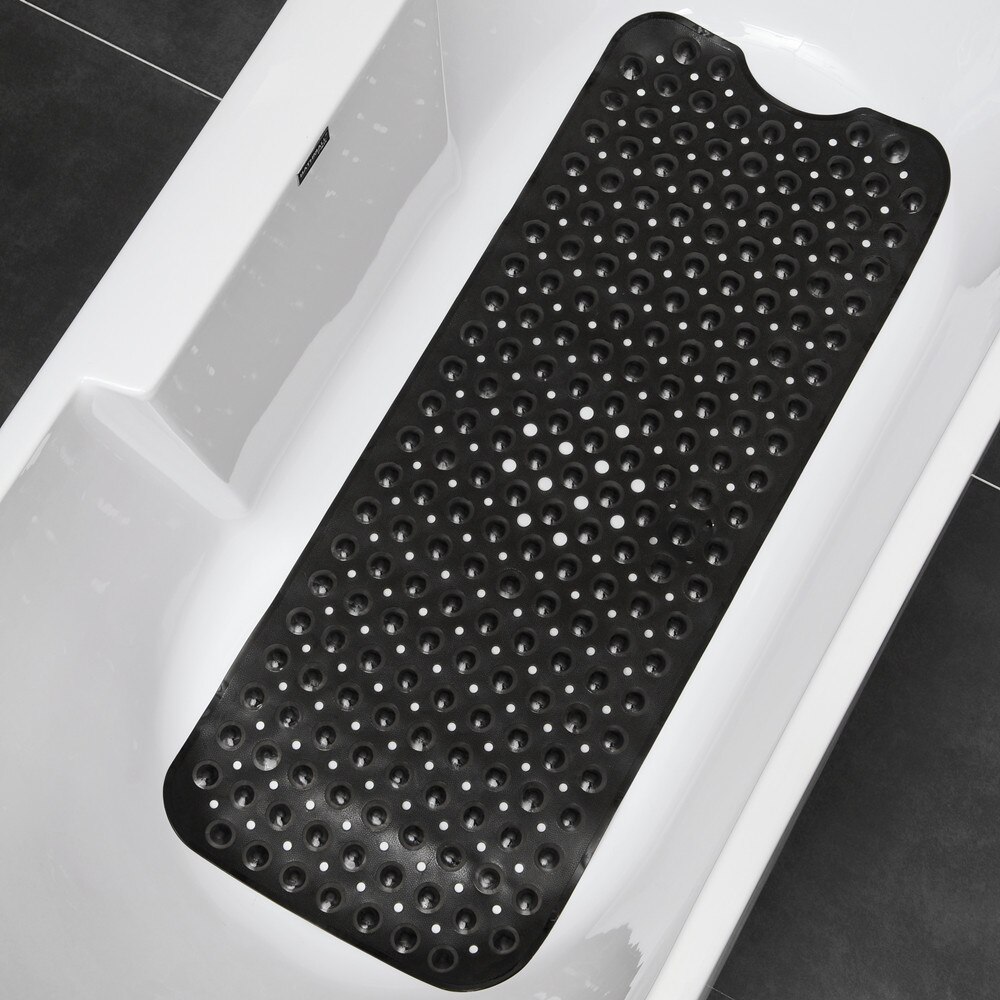 Pvc massage voetmat 40 x 101cm veiligheidsdouchematten grijs extra lang badmat douchemat antislip badkamer vloermat: Zwart