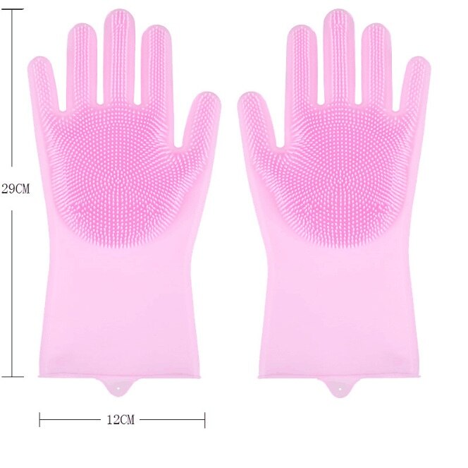 Fabrikanten directe verkoop magic silicone wassen gerechten keuken schoonmaken multi-purpose huishoudelijke siliconen borstel handschoenen: Rood