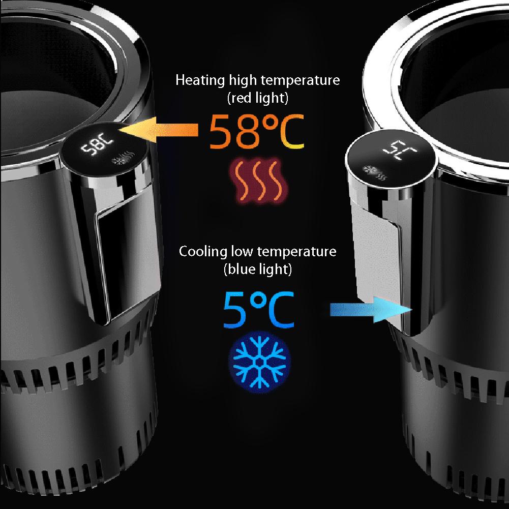 12V Intelligent Car Cooling Cup 2-in-1 Car Office Cup Warmer Cooler Smart Digital Display Car Cup Mug Holder Cooling Drinks Can