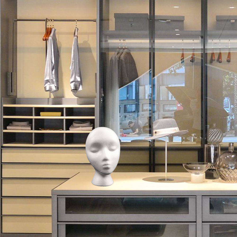 Tête de mannequin en mousse de polystyrène pour femme, chapeau, lunettes, présentoir de perruque, support T1 pour salon de coiffure, 1 pièce, 2 pièces