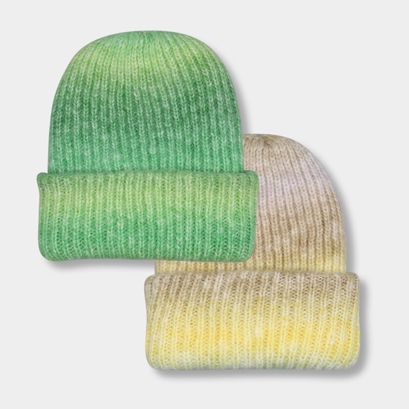 Beanie Hats for Women Winter Hat Tie Dye Gradient Color Keep Warm Outdoor Ladies Flexible Thick Winter Hat шапка мужская