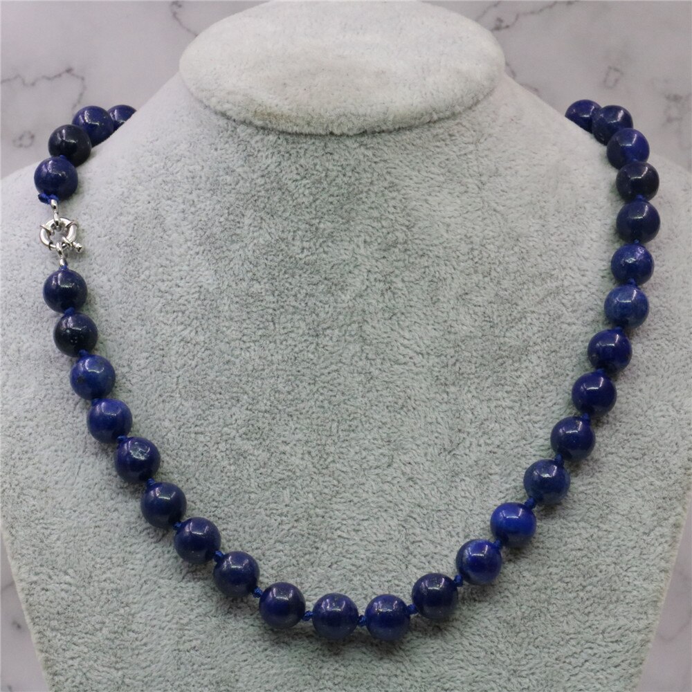Vintage naturblå lapis lazuli sten runde perler 8/10/12mm reb kæde kvinders smykker halskæde 18 tommer  y757