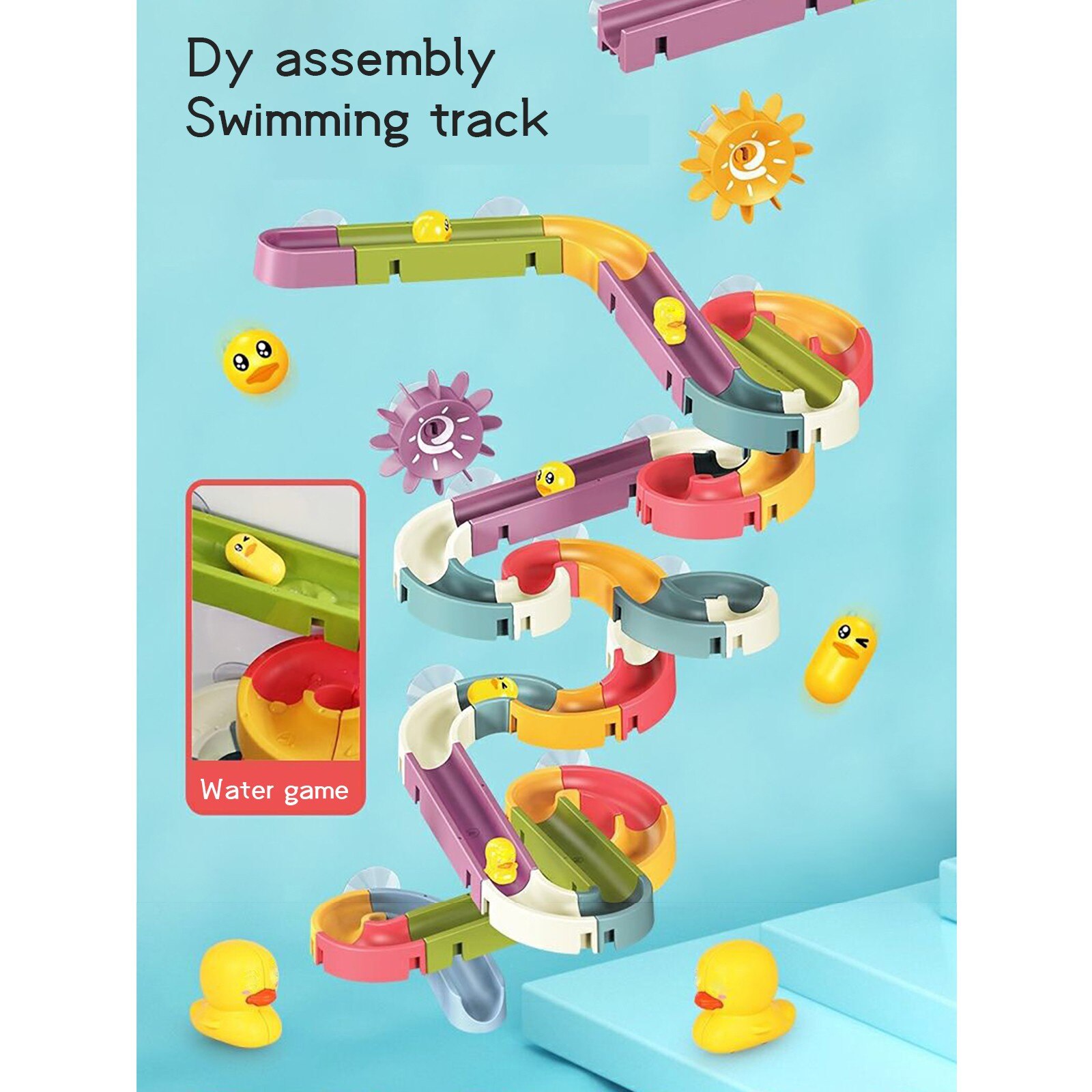 Bath Toys Fun DIY Slide Indoor Waterfalls Track Stick to Wall Bathtub Toy Play Water Games Tool Bathing Shower Games Toy