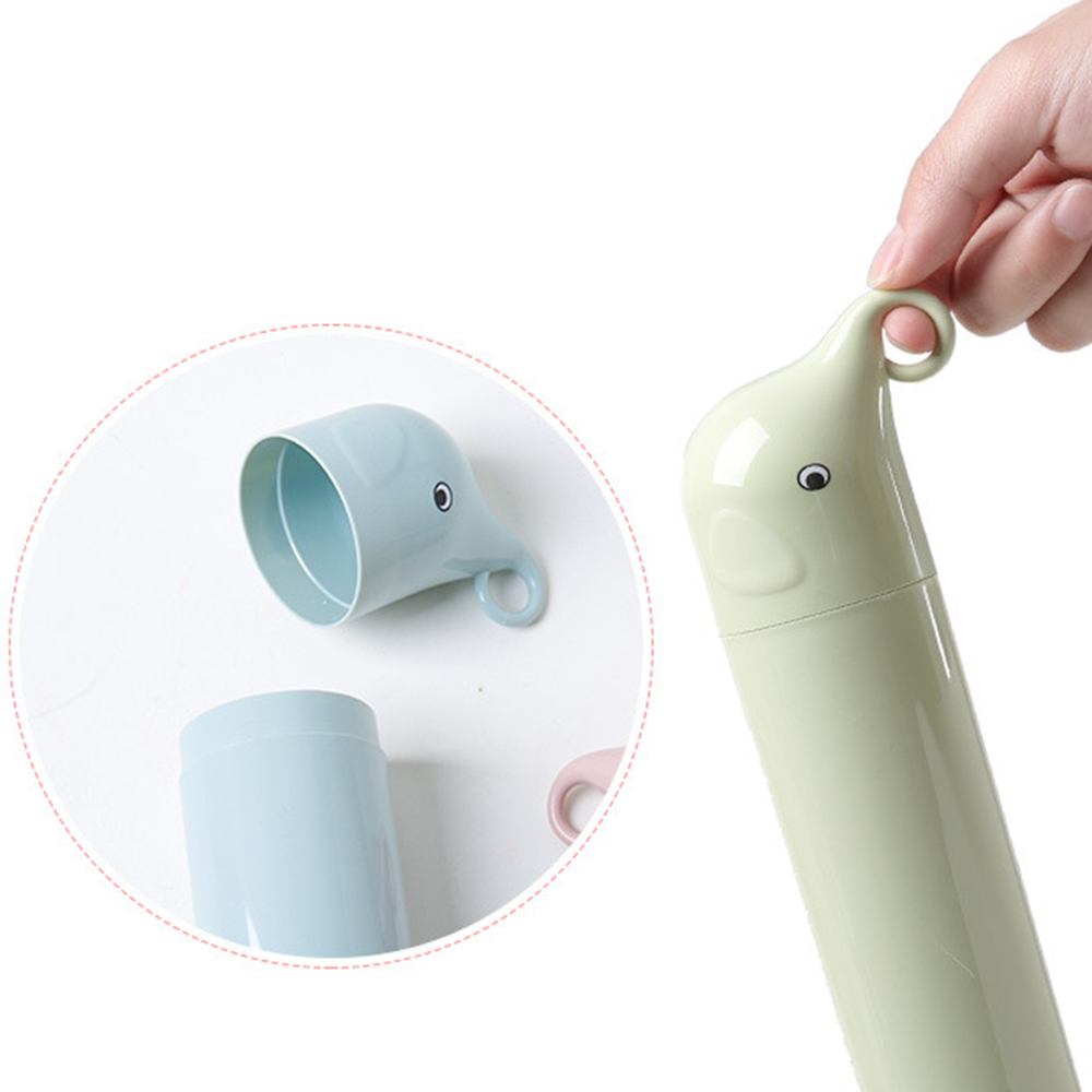 Cute Elephant Portable Toothbrush Storage Box Travel Set Toothpaste Protect Holder Case Traveling Bathroom Tumblers