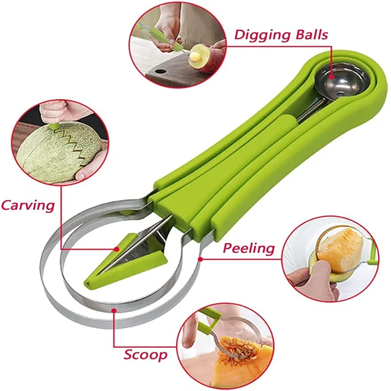 Colheres de melão ferramenta de corte de frutas fatias de faca de melancia diferentes utensílios de cozinha inovadores acessórios coisas úteis para casa
