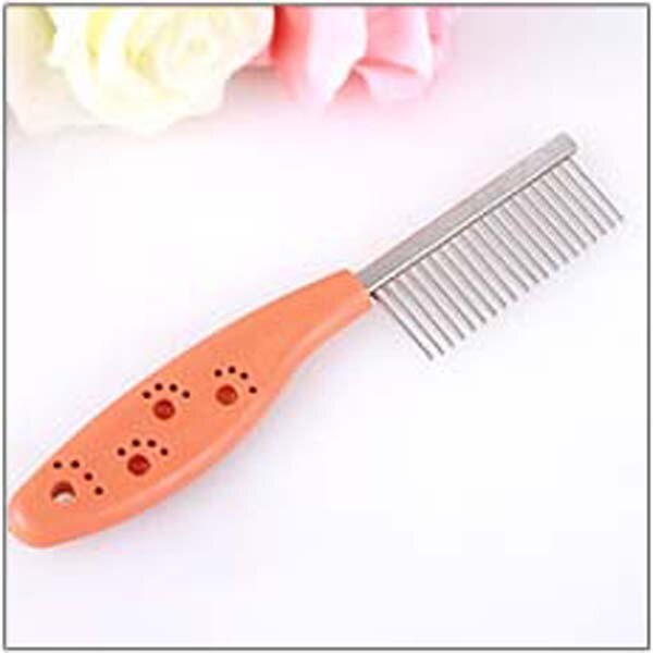 Roestvrijstalen Hond Kam voor Honden Katten Ontharing enkele Rij Rechte Kam Puppy Haar Grooming Tool Pet Producten: Orange