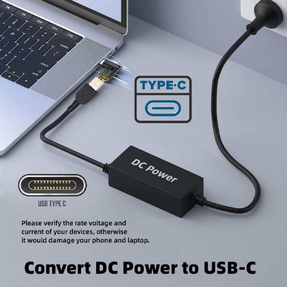 Connettore di alimentazione per laptop PD 65W per Lenovo Square a USB tipo C maschio adattatore di ricarica rapida per telefono con interruttore tablet MacBook
