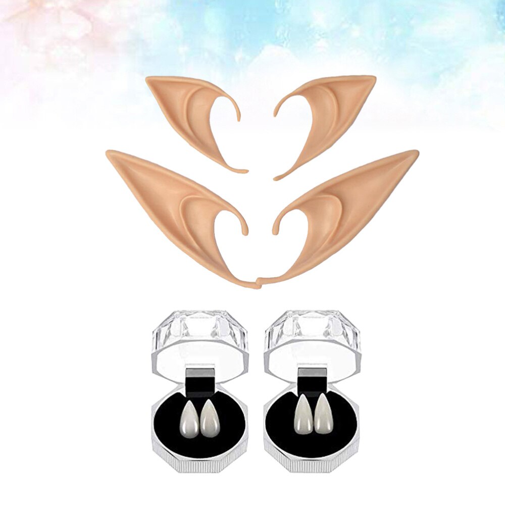 8 stk og holdbare halloween fest rekvisitter kostume kugle alve ører vampyr tænder: Default Title