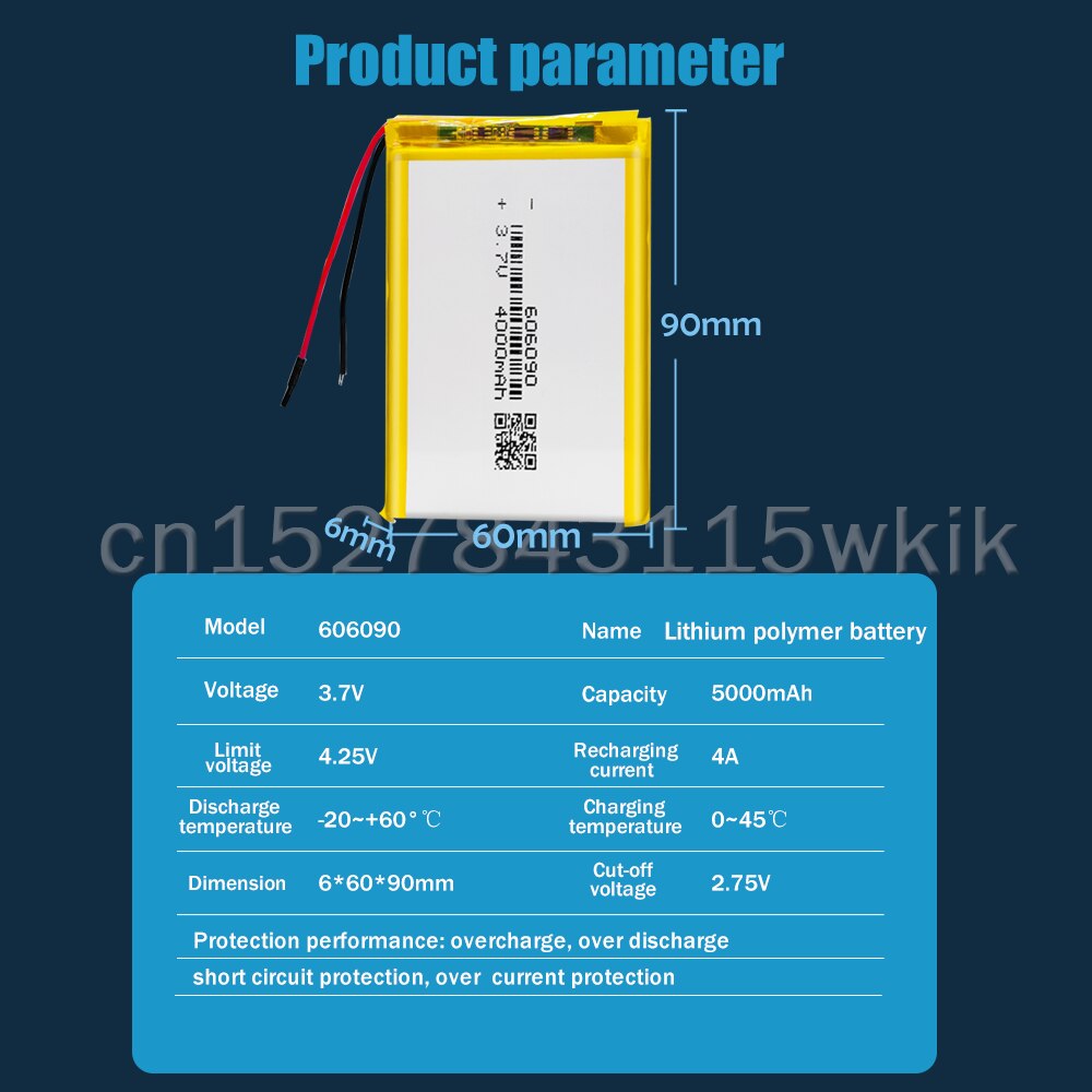 606090 3.7V 4000mAh Rechargeable Li-ion Lithium Polymer Battery For GPS PSP DVD Power Bank Tablet PC Reading Machine LED Lights