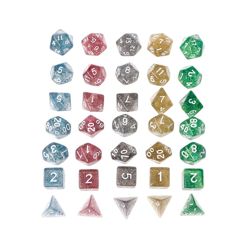 7pz Scintillio Dadi Poliedrici per Drago esploratore D20 D12 2xD10 D8 D6 D4 Multi Lati Dadi per il Gioco Da Tavolo