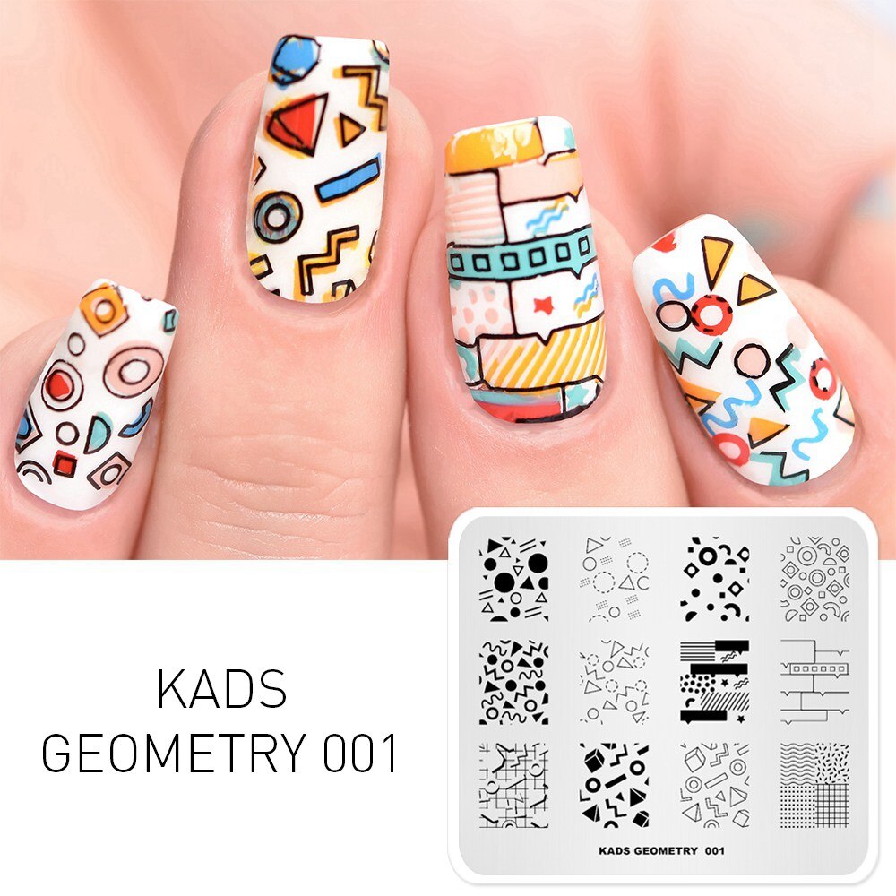 Kads natur geometri zoo negleprinter nail art stempling plader manicure polish stempling skabelon billedplader: Geometri 001
