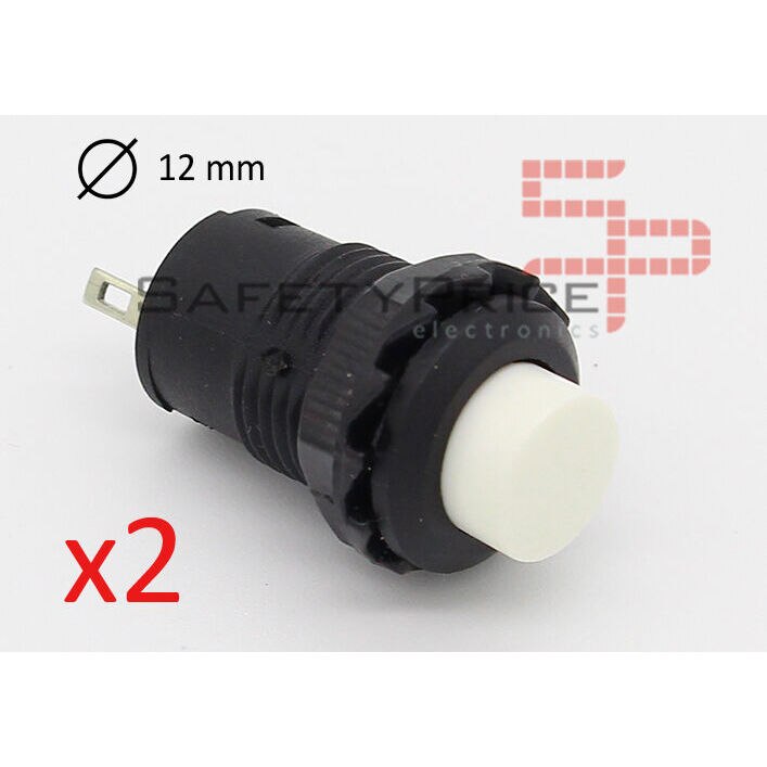 2x Interruptor BLANCO redondo 12mm empotrable boton ON OFF 2 posiciones 12 mm SP