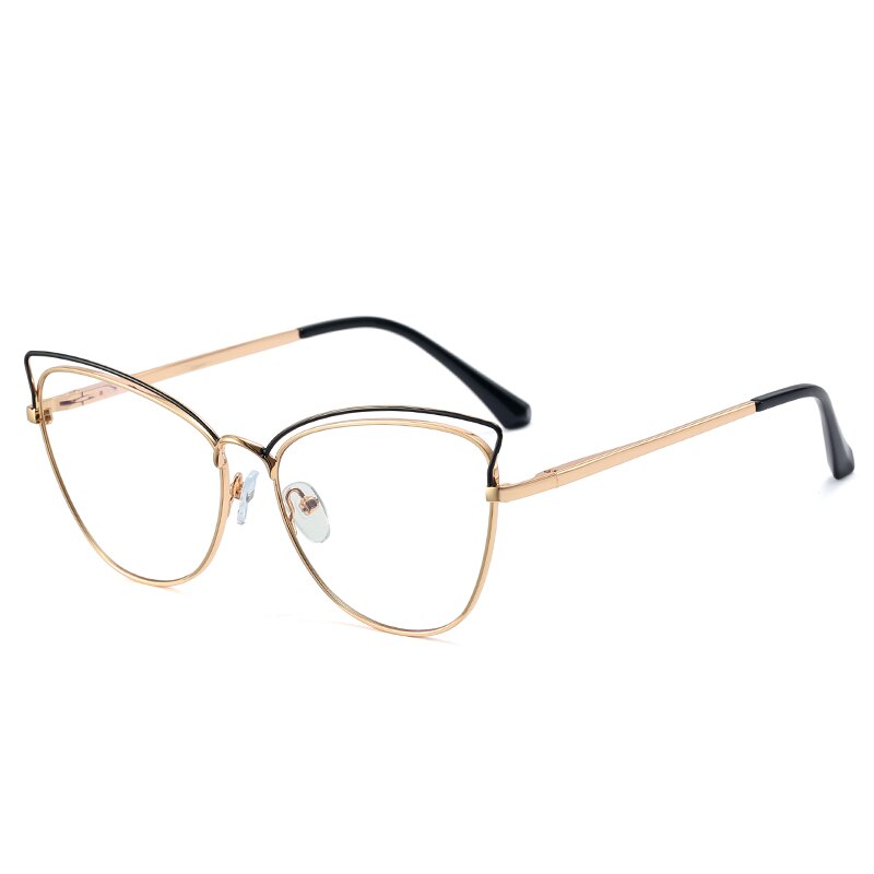 Anti-Blue Blocking Glasses Trends Cat Eye Women's Glasses Frame Oversized Optical Decorative Glasses: Black