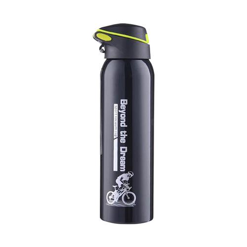 500ml bouteilles d'eau pour vélo, vtt, vélo, équitation, tasse isotherme en acier inoxydable, tasse thermos, tasse de maintien au chaud, bouilloire de sport: Noir