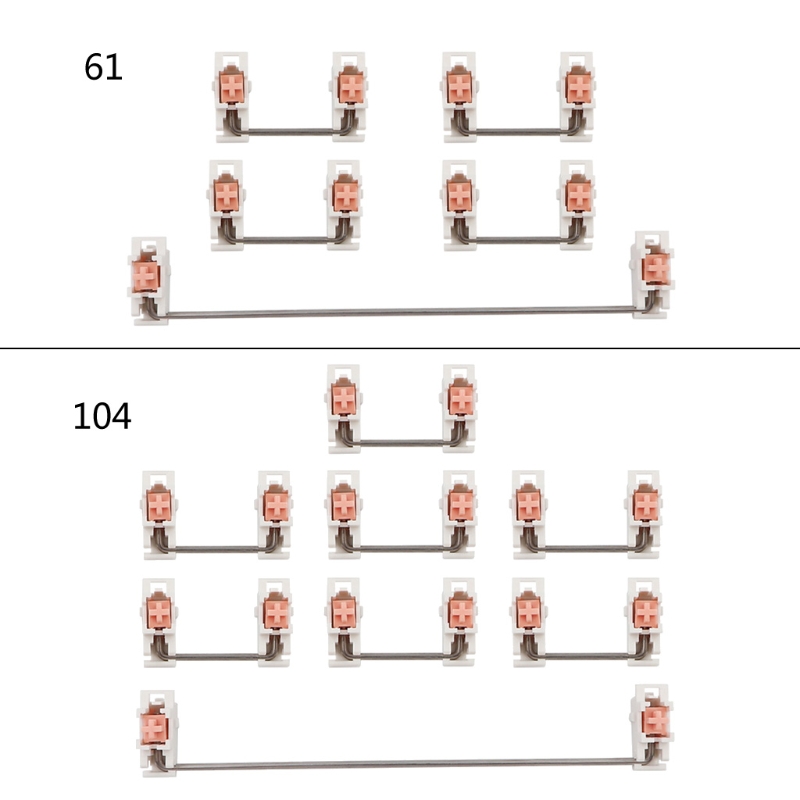 Mechanical Keyboard Modifier Plate Mount Screw-in Stabilizers Gray+Pink Steel Wire 2X 6.25X Keycap Stabilizers