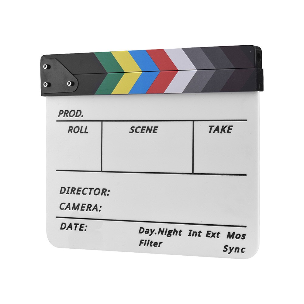 Andoer Film ClapperBoard Acrylic Clapboard Dry Erase TV Movie Director Cut Action Scene Slate Clap With Marker Pen Eraser: color 2