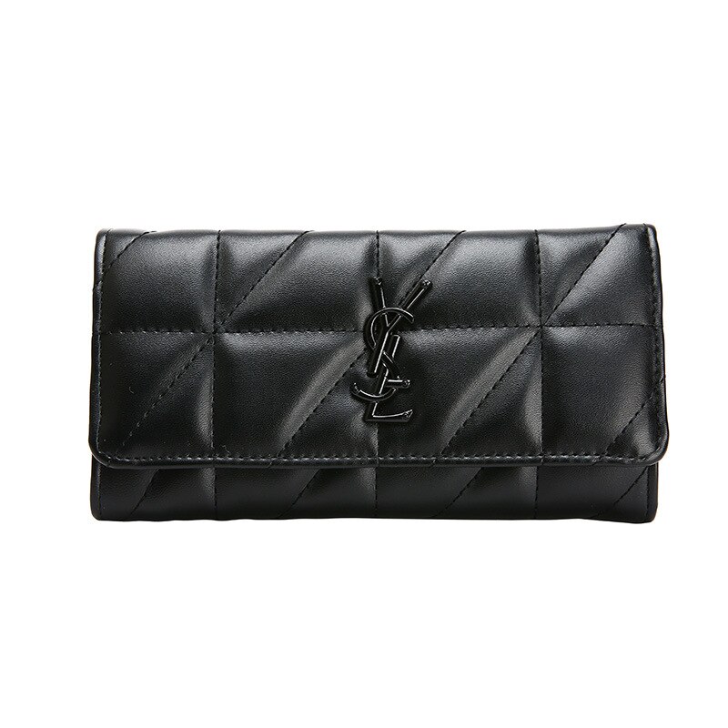 Lange portemonnee, grote capaciteit, multifunctionele vierkante koreaanse clutch, borduurgaren, drievoudige opvouwbare portemonnee: 01