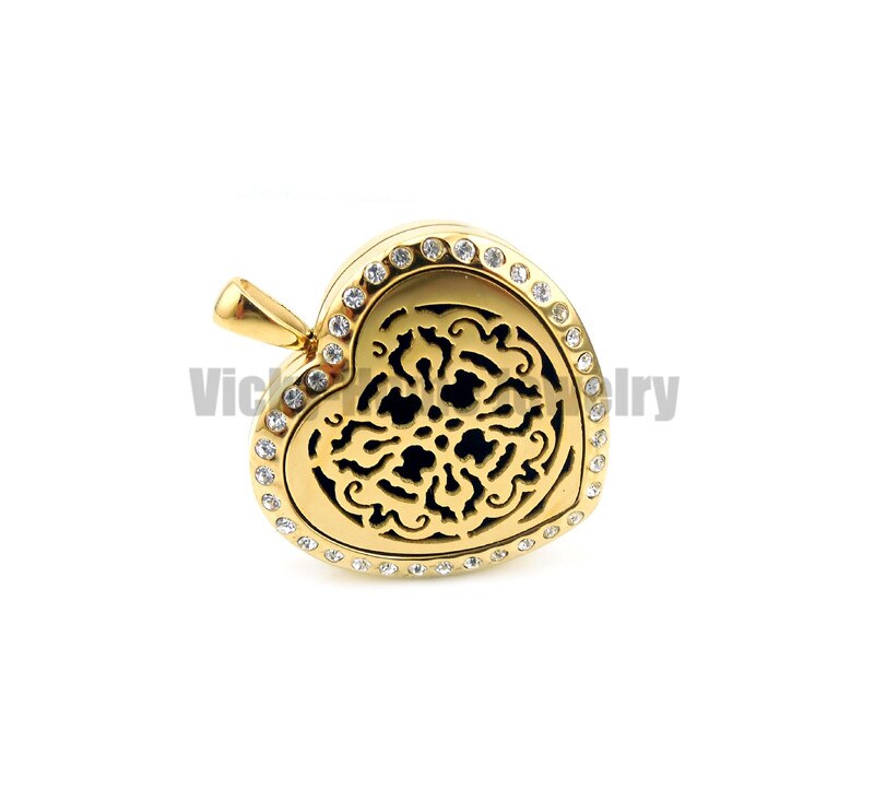 Peach Heart Old World Cross Stainless Steel Aromatherapy Essential Oils Diffuser Locket Jewelry