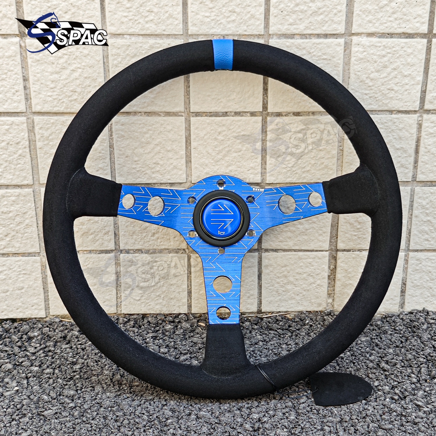 MOMO Ultra Graffiti Lenkrad Universal Wildleder Tuning Wheel Racing Sportwagen Lenkrad: Blau