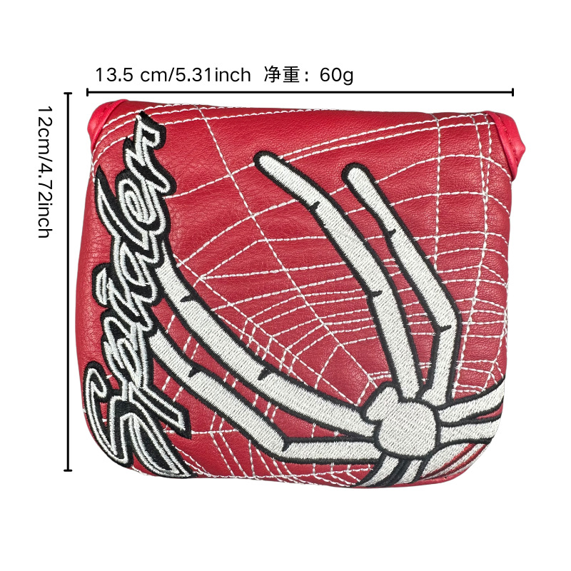 Spider magnetiskt putterskydd – 3 röda linjer, fyrkantigt – passar mallet/blade putters – golfklubbhuvudskydd