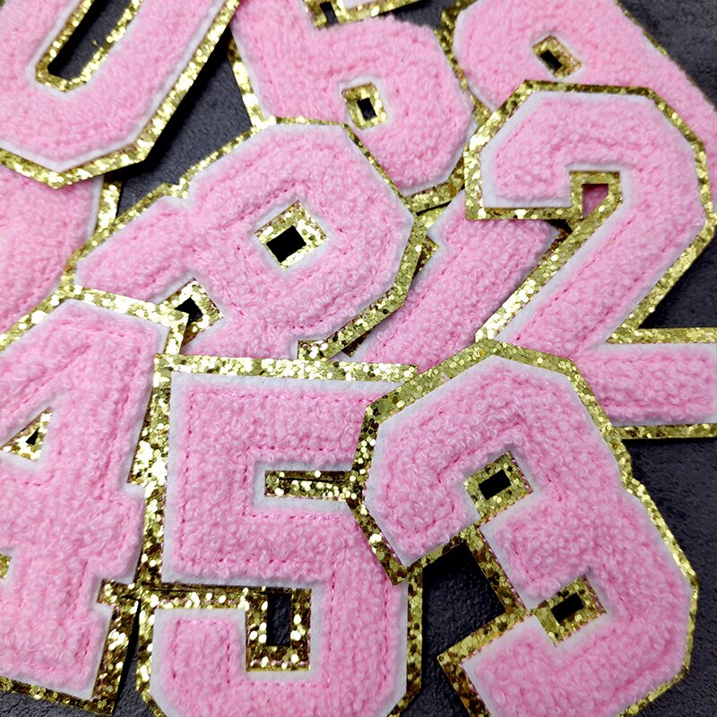 Pink Number 0 1 2 3 4 5 6 7 8 9 Patches For Clothing Embroidery Applique Zero One Two Three Four Five Six Seven Eight Nine