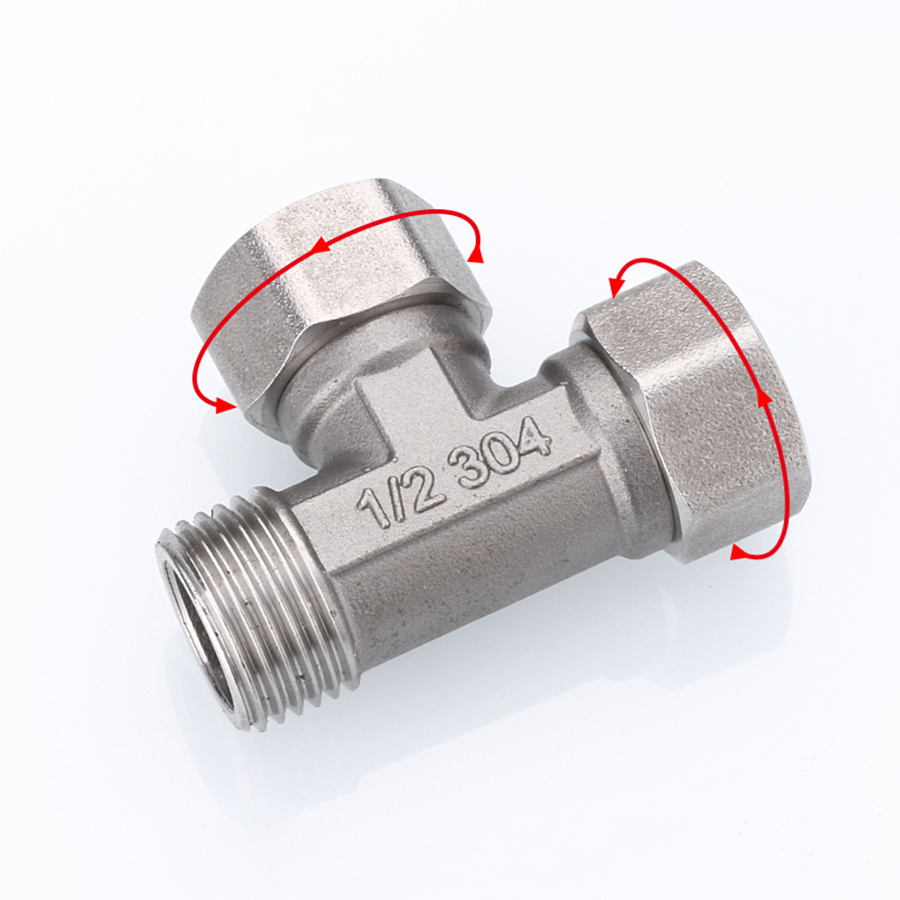 304 Stainless Steel Movable Joint 1/2 BSP Female Male Thread Tee Type Elbow Butt joint adapter Adapter Coupler Plumbing Fittings