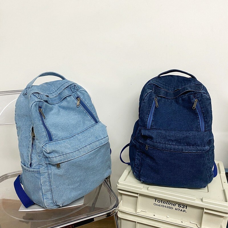 Denim Vrouwen Rugzak Retro Reizen Rugzak Grote Capaciteit Backbag College Student Schooltassen Voor Tiener Meisjes Rugtas