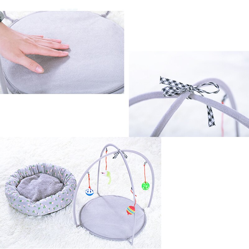 Cat Hommock Bed Puppy Dog Play Tent with Hanging Toys Bells Soft Sleeping Lounger Sofas Nest for Cats Small Dogs