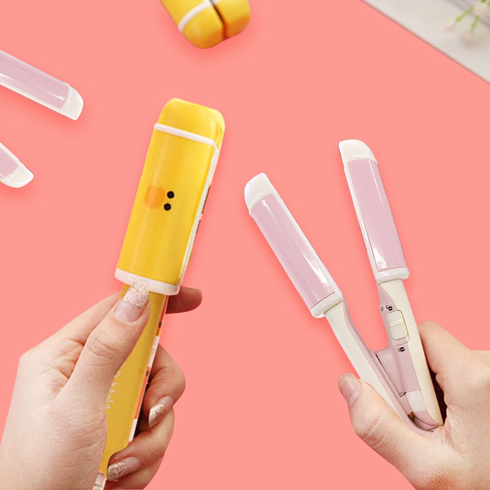 Mini Cartoon Electric Splint Straight Rolling Dual-purpose Hair Perm Curling Stick Child Kids Hair Straightening Board