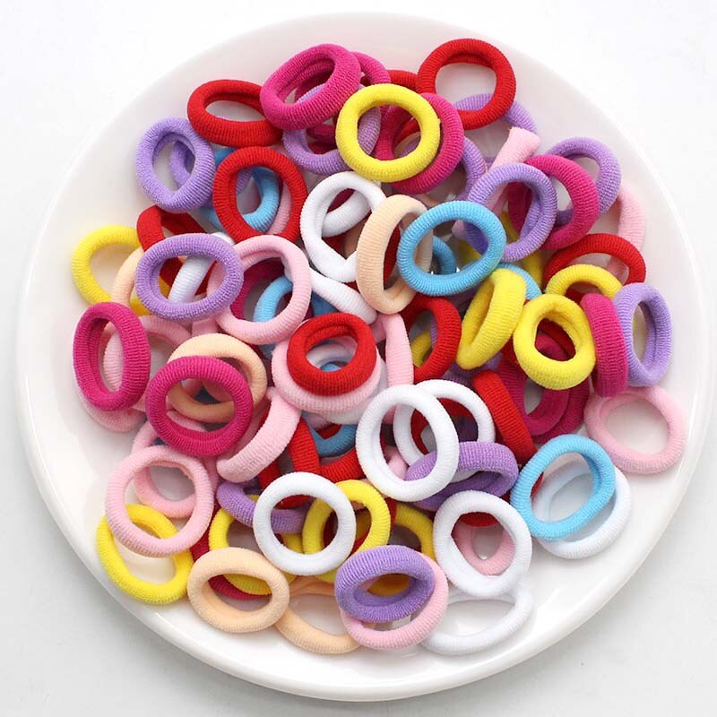 Diademas infantiles para niña pequeña, coleteros elásticos coloridos de nailon, accesorios para el cabello, 100 Uds.: Candy-colored